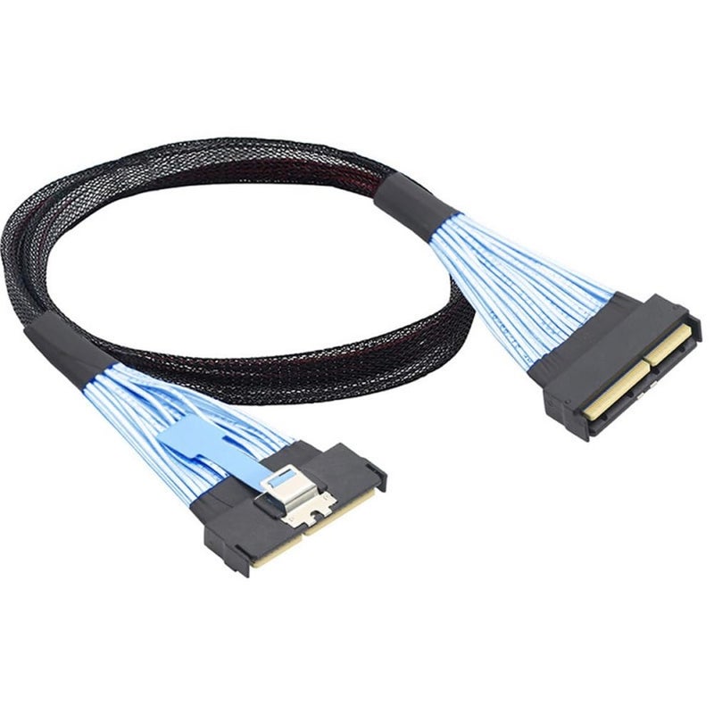 Cablecc MCIO PCI-E 16x 124Pin PCI-E 5.0 Mini Cool Edge IO STR Male to MCIO 124Pin Male Extender Cable 50cm with Pull Tab - Image 1